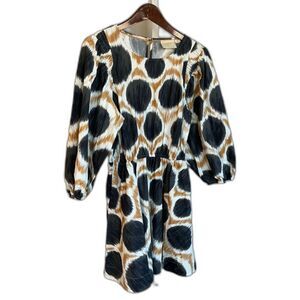 MAEVE by Anthropologie Dress, Elastic Waste Bishop Sleeves Organic Cotton Medium